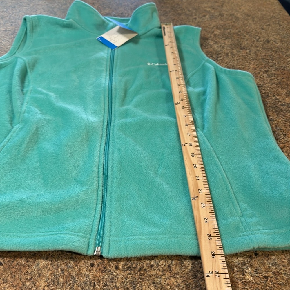 Columbia Fleece Vest Size 2X Mint Green Side Zipper Pockets Lightweight New - Picture 10 of 12